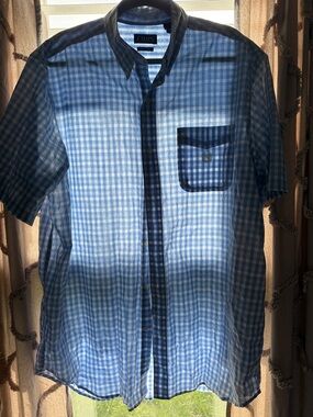 Chaps Light Blue Gingham Short-Sleeve Button-Down Shirt